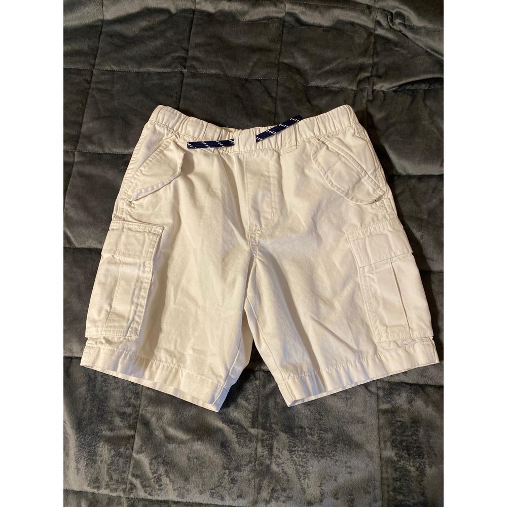 Polo Ralph Lauren Boys White Cotton Ripstop Cargo Shorts Size 10 Drawstring Pony